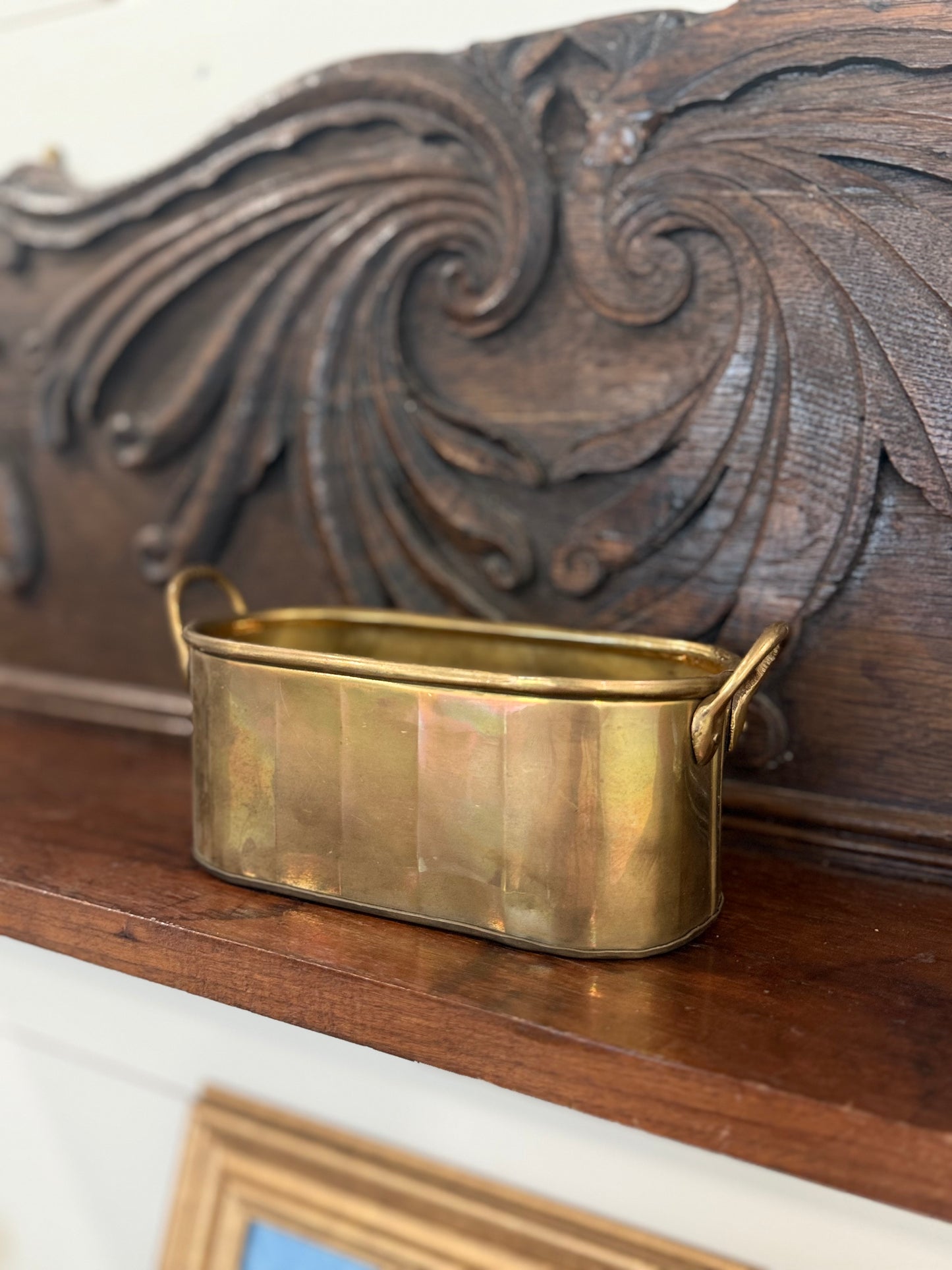 Vintage Brass Oval Cachepot