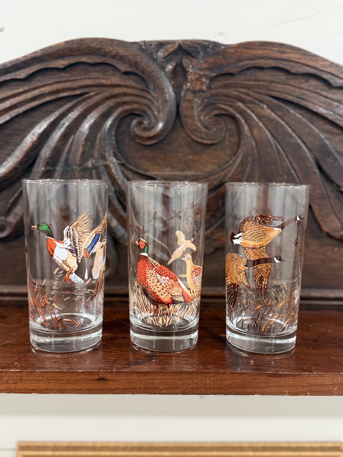 Vintage Game Bird Highball Glasses | Set of 3