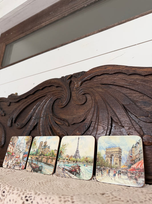 Vintage Paris Scene Coaster Set