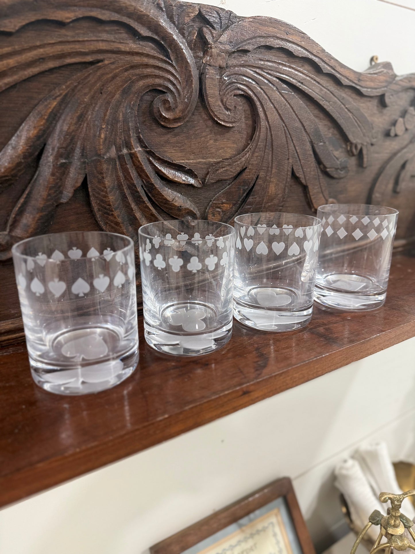Vintage Playing Card Lowball Glasses – Set of 4