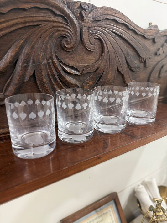 Vintage Playing Card Lowball Glasses – Set of 4