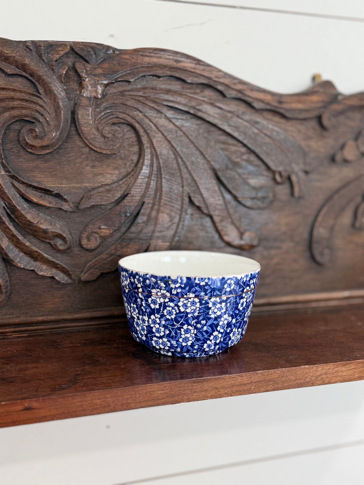 Vintage Blue & White Floral Transferware Bowl