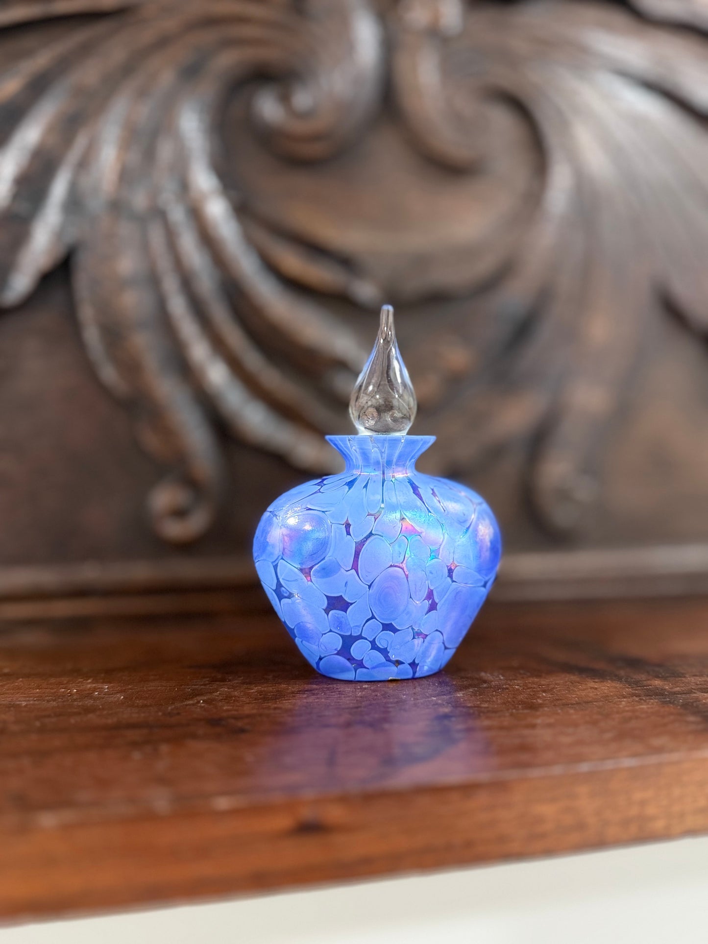 Vintage Cobalt Iridescent Glass Perfume Bottle – E&R Goebel Crown Mark