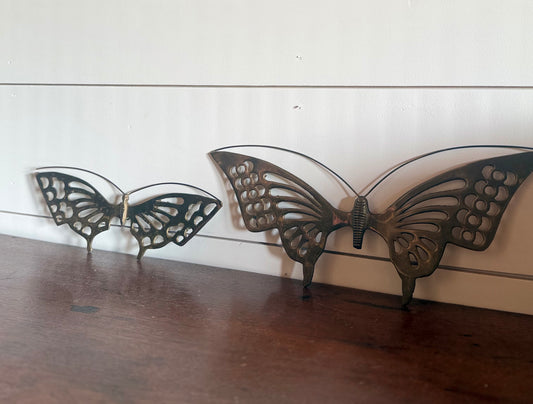 Vintage Brass Butterfly Wall Decor | Set of Two