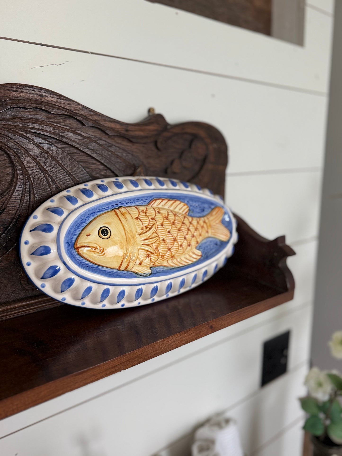 Vintage Hand-Painted Fish Wall Platter