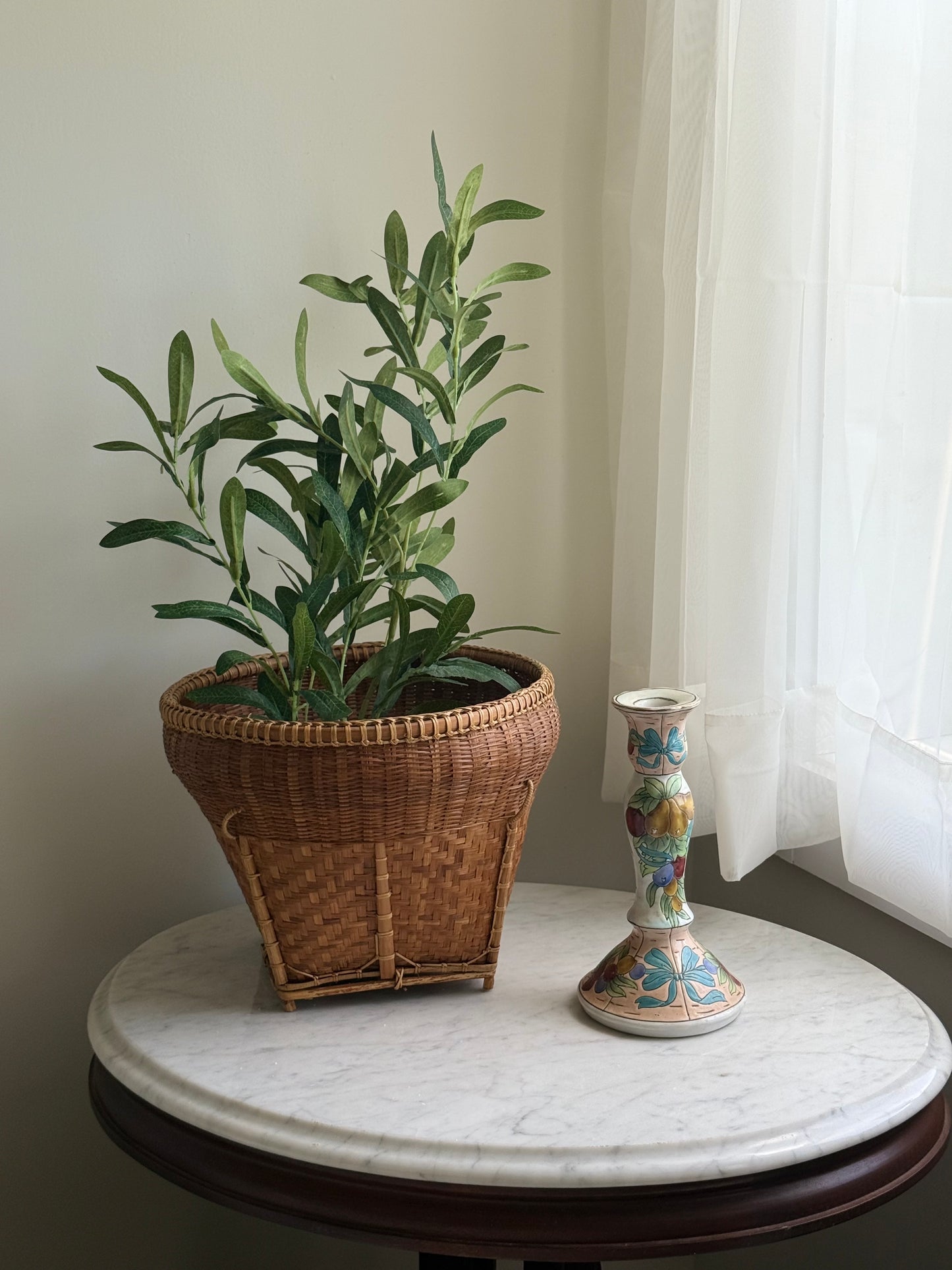 Hand-Painted Italian Style Ceramic Candlestick