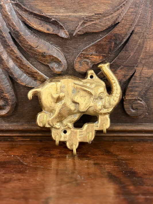 Vintage Brass Elephant Key Holder / Wall Hook