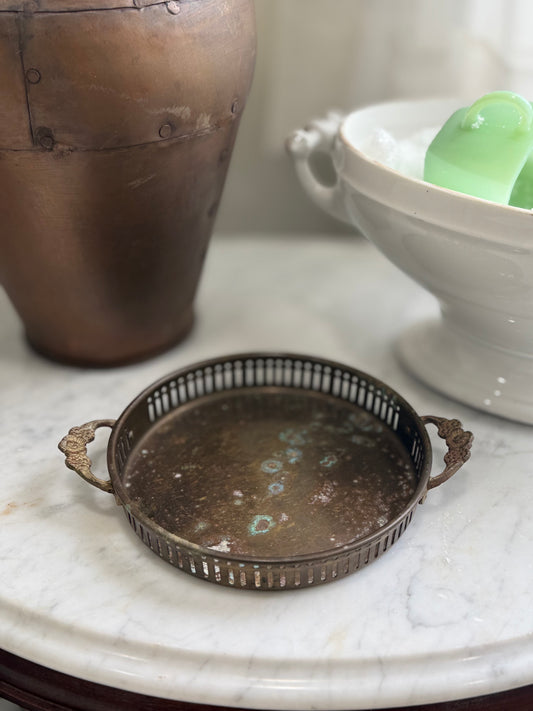 Vintage Brass Gallery Tray / Vanity Tray