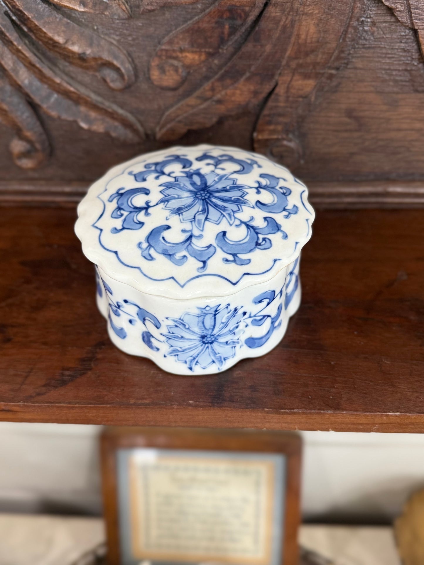 Blue & White Lidded Ceramic Trinket Box