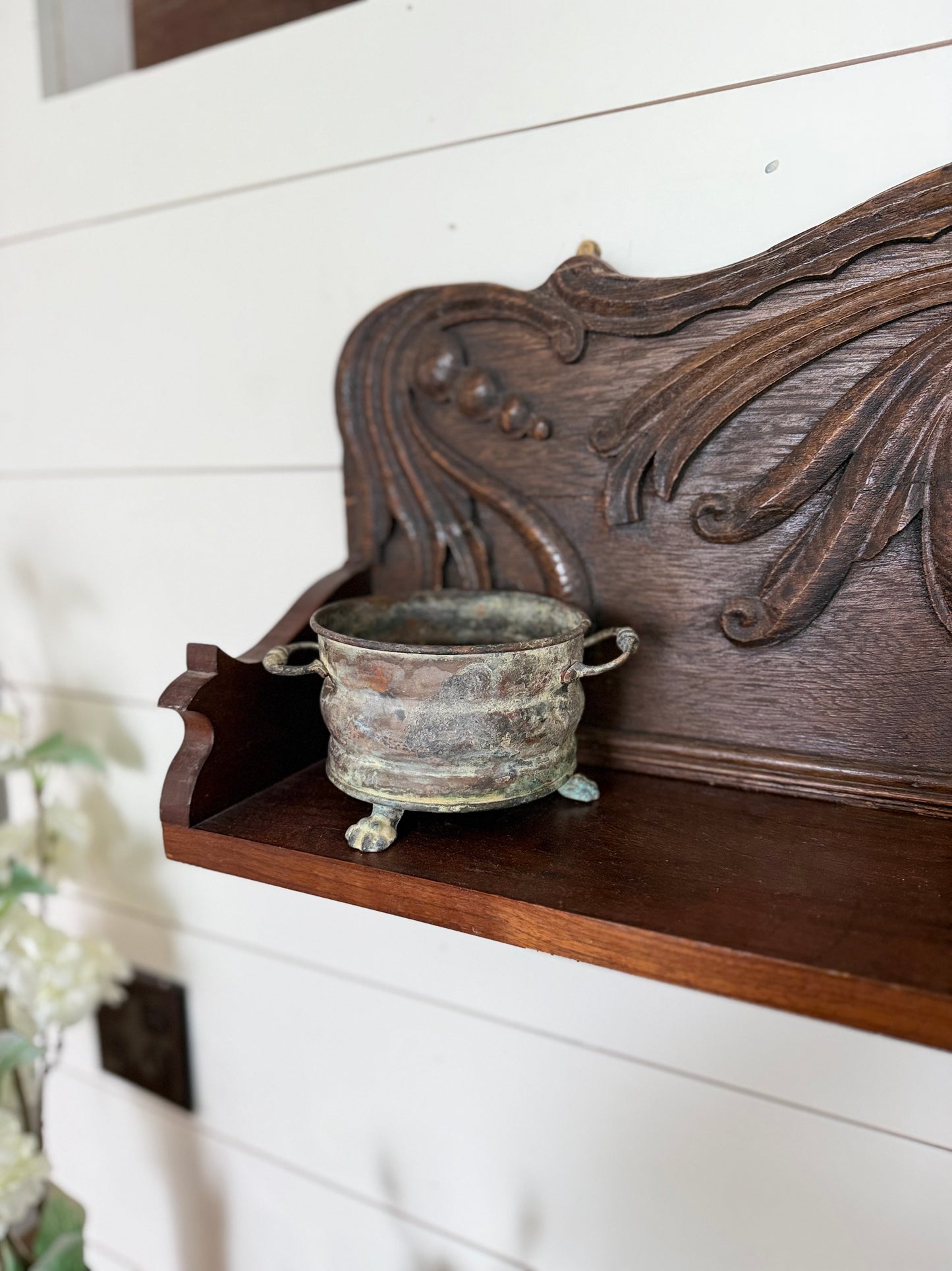 Vintage Brass Footed Cachepot / Planter