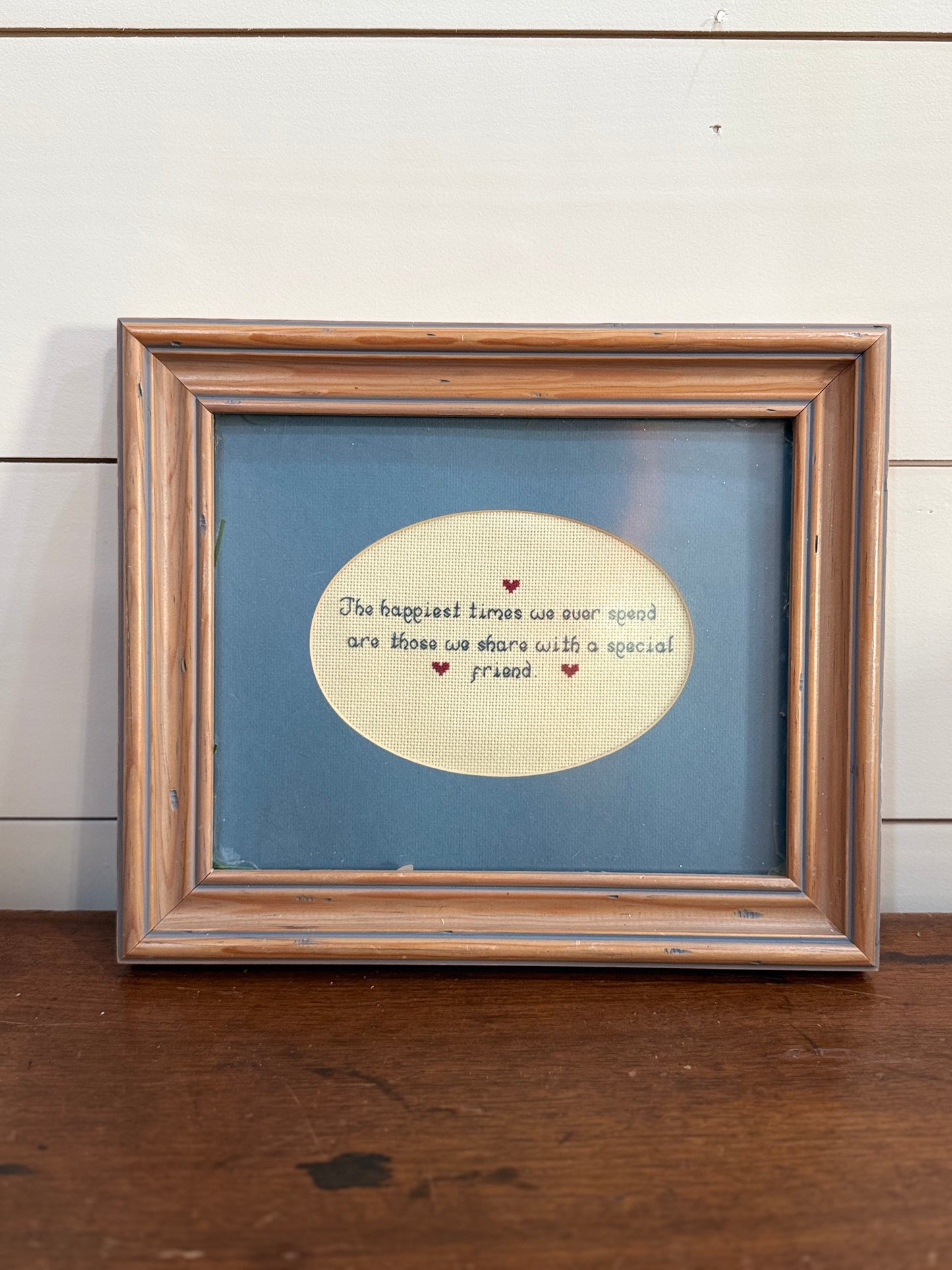 Vintage Framed Friendship Cross Stitch