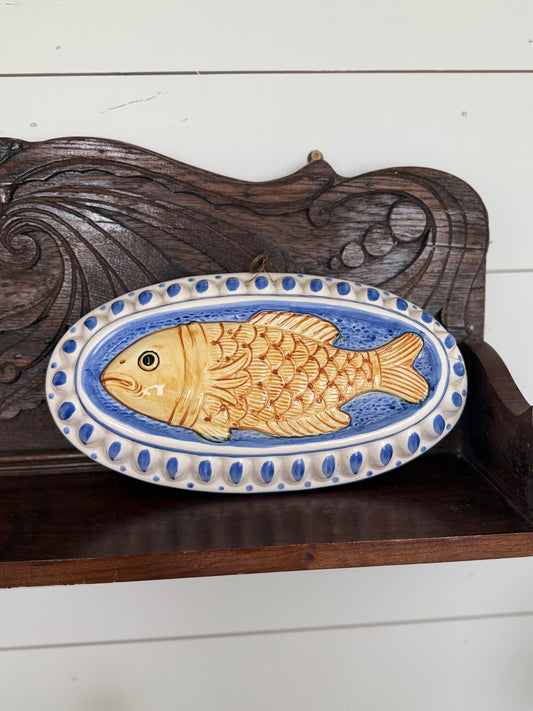 Vintage Hand-Painted Fish Wall Platter