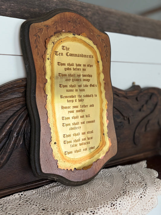 Vintage Ten Commandments Wall Plaque